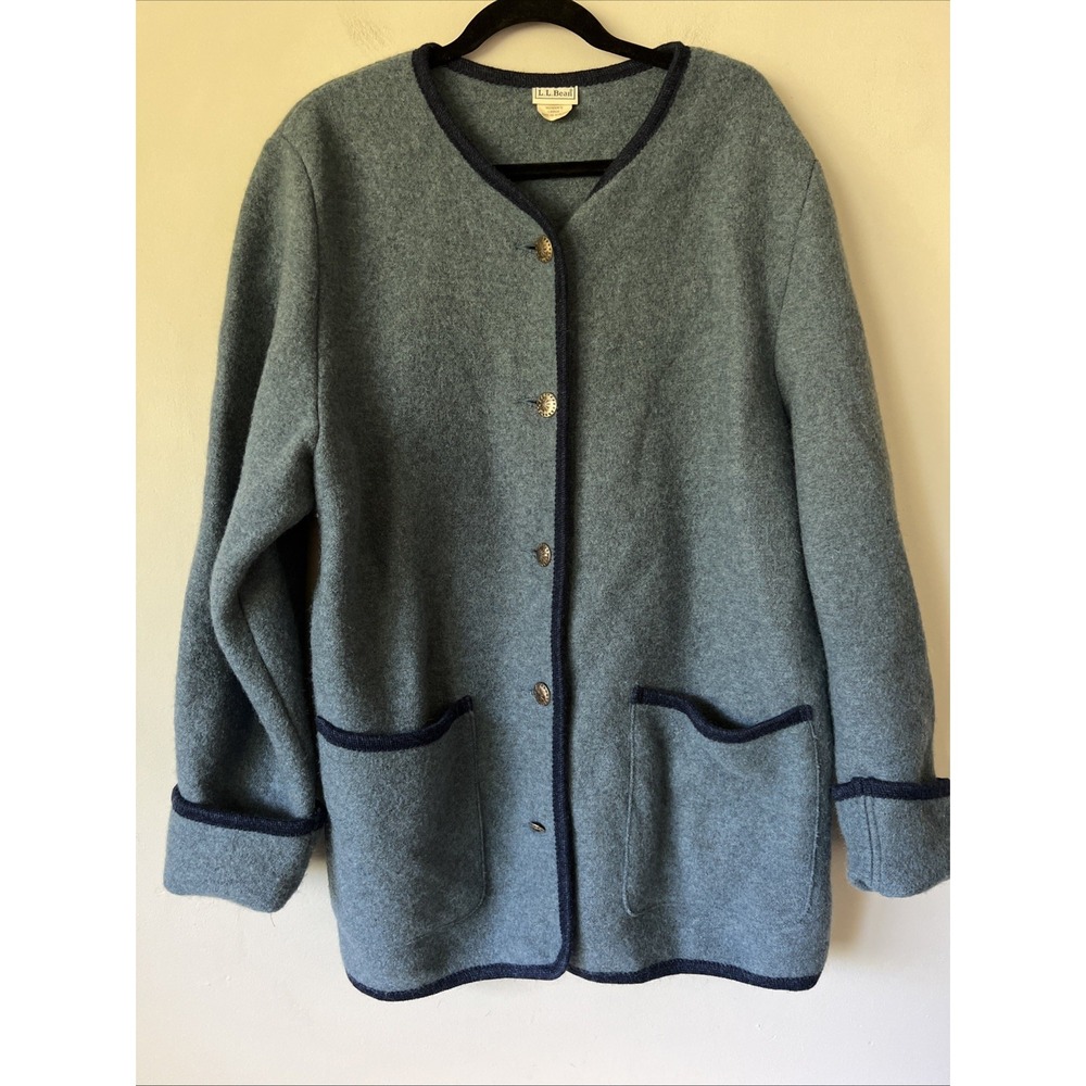 L.L. Bean Vintage 1970s 100% Boiled Wool Austrian Sweater Chore Jacket Size L